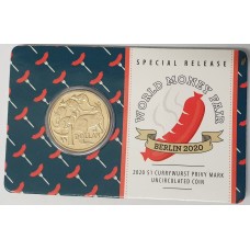 AUSTRALIA 2020 . ONE 1 DOLLAR COIN . GERMANY BERLIN CARD and CURRYWURST PRIVY MARK